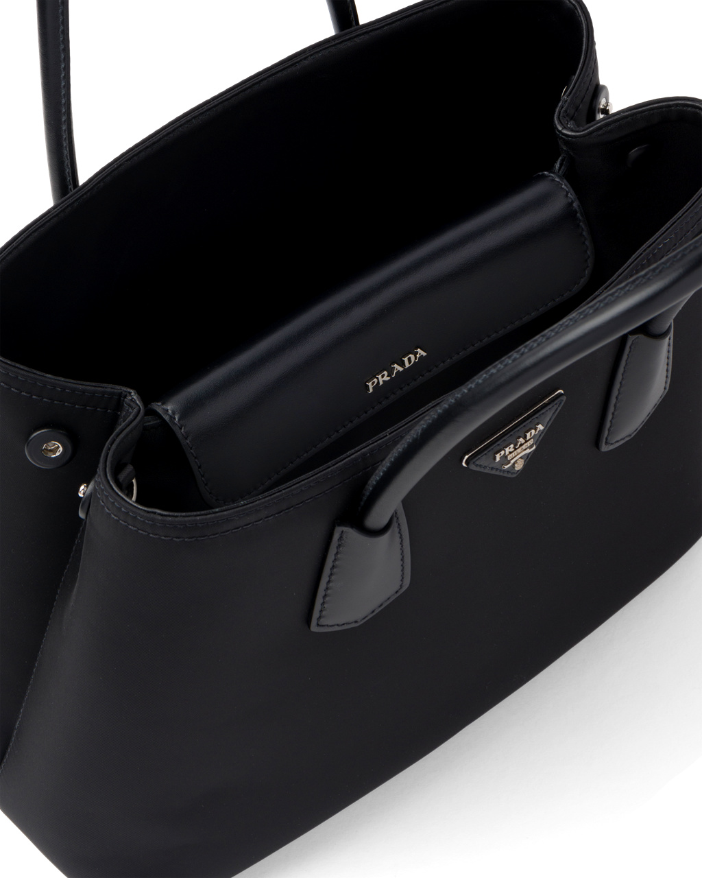 PRADA Double Handle Saffiano Leather Tote Bag Black